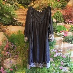 Navy polka dot cold shoulder dress lace pink tulip